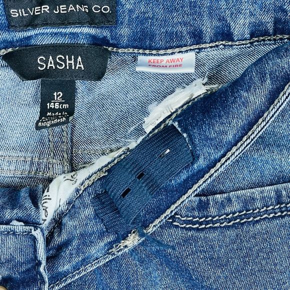 SILVER Lightly Distressed Sasha Skinny Straight Denim Jeans Sz 12 146 cm‎ Girls - Picture 8 of 8